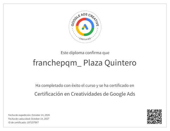 Certificacion en Creatividades